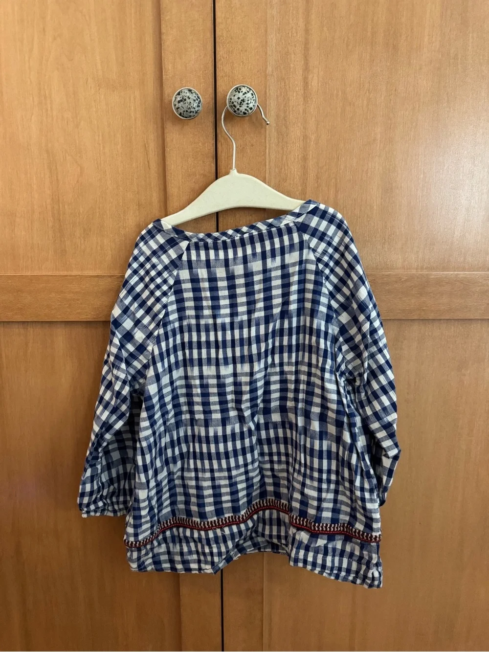 Crewcuts Girls’ Blue Gingham Peasant Blouse – Size 8